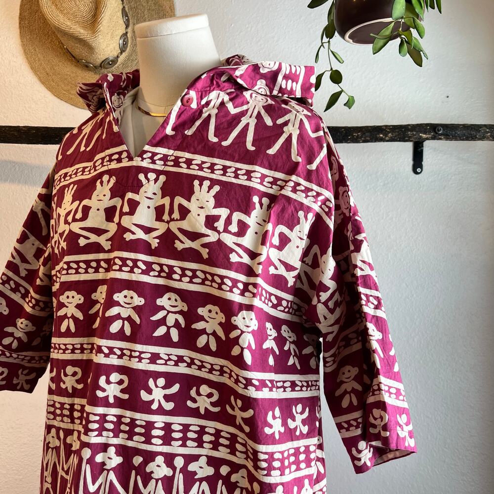Vintage Phases 90s Printed Hooded Lightweight Pullover Size Medium